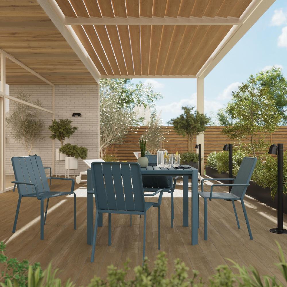 Mesa De Jardín Extensible NATERIAL Idaho De Aluminio Azul De 110/162x75x82 Cm