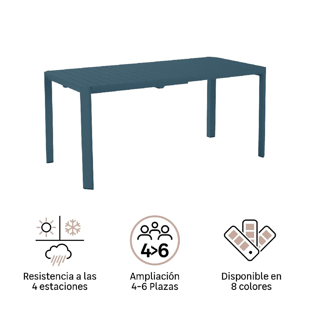Mesa De Jardín Extensible NATERIAL Idaho De Aluminio Azul De 110/162x75x82 Cm