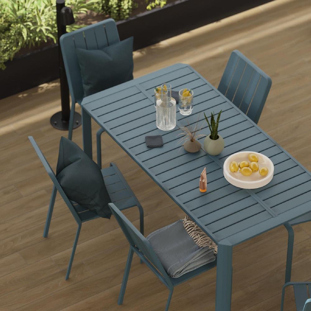 Mesa de jardín extensible NATERIAL Idaho de aluminio azul de 110/162x75x82 cm