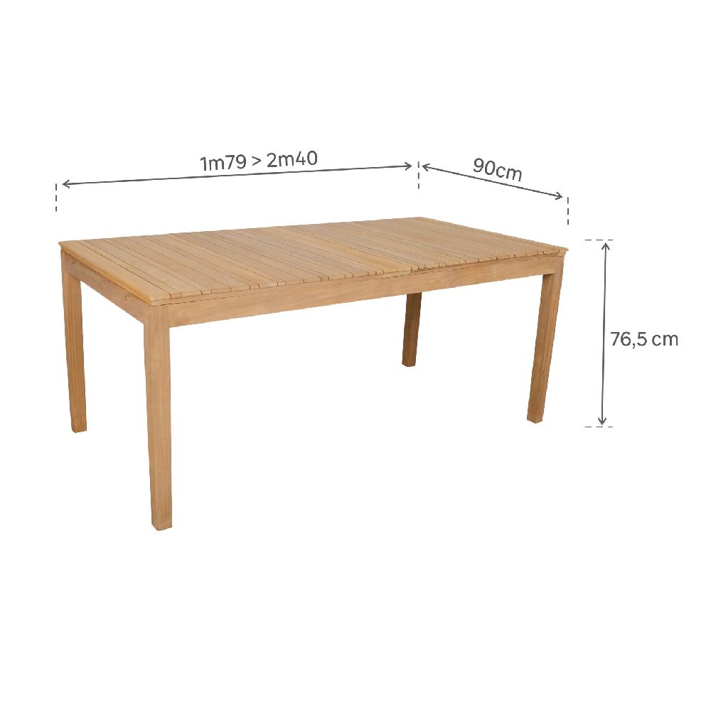 Mesa De Jardín Extensible NATERIAL Ribeira De Teca Marrón De 180/240x77 Cm