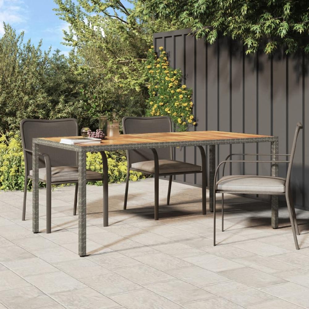 Mesa de jardín madera acacia ratán sintético 190x90x75 cm