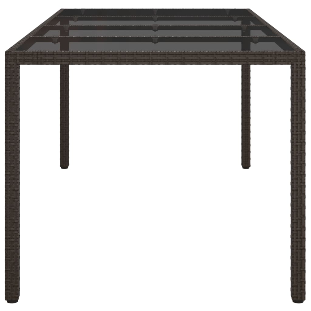 Mesa De Jardín Marrón 190x90x75 Cm Vidrio Templado/ratán Resina VidaXL