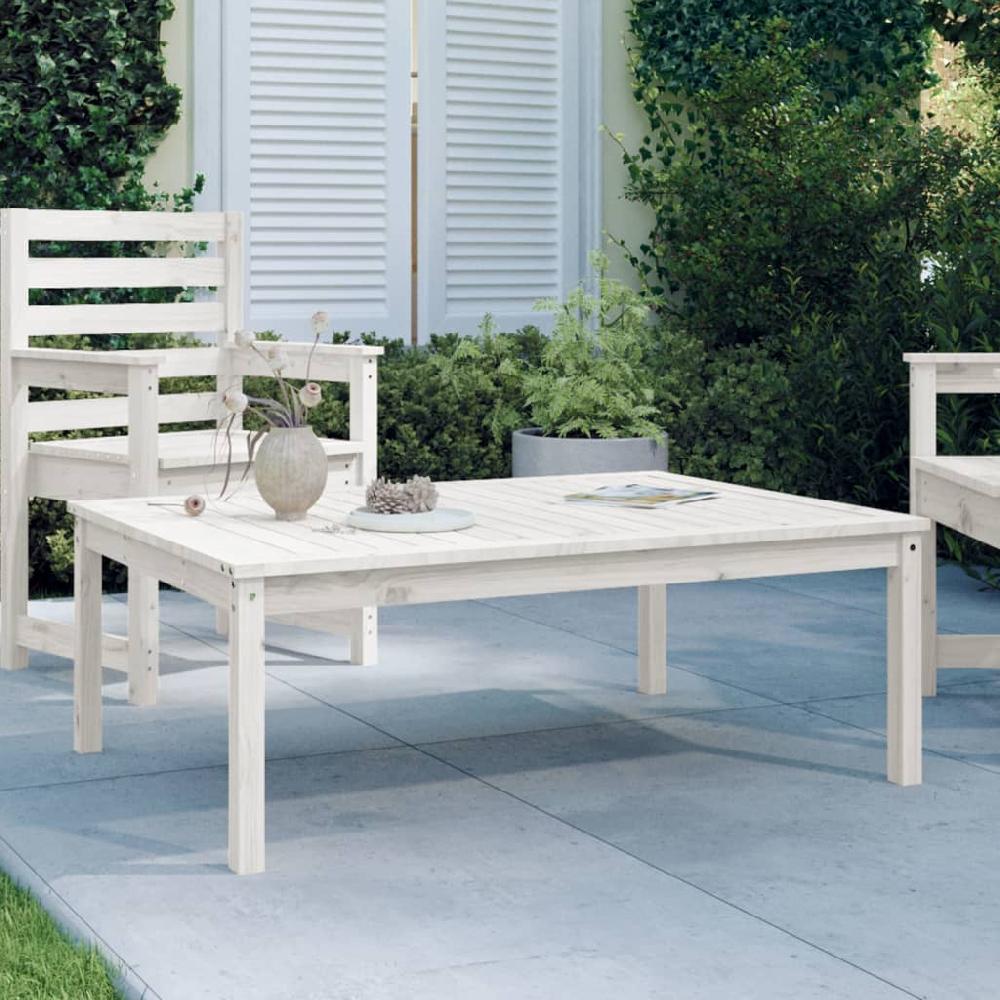 Mesa De Jardín Mesa Para Exteriores Mesa De Patio Madera Maciza Pino Blanco 121x82 5x45 Cm CFW77992