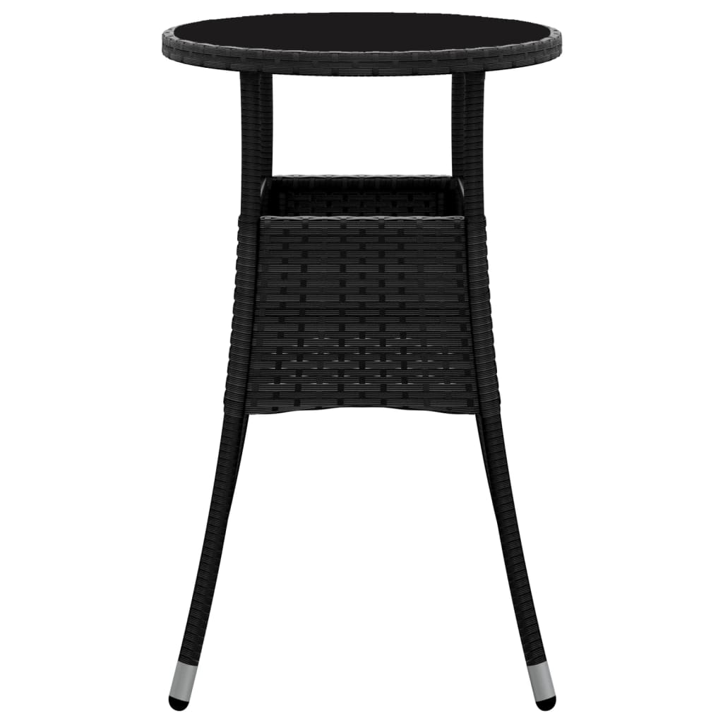 Mesa de jardín Mesa para exteriores Mesa de patio vidrio templado ratán sintético negro Ø60x75 cm CFW19582