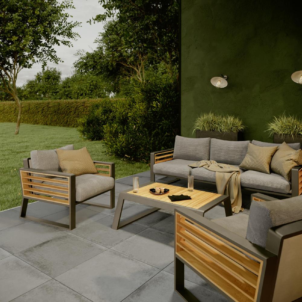 Mesa De Jardín NATERIAL Ionis De Aluminio/madera 200x75x100 Cm