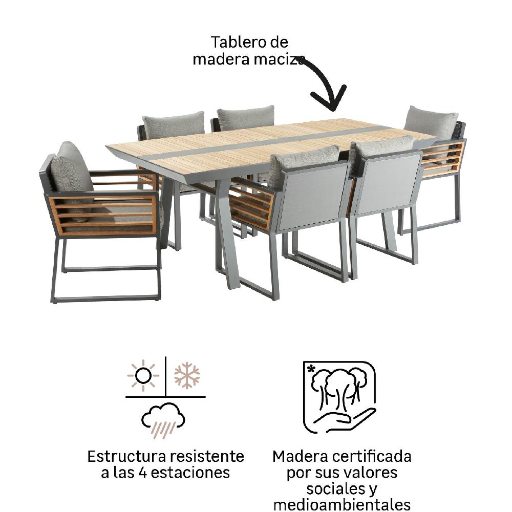Mesa De Jardín NATERIAL Ionis De Aluminio/madera 200x75x100 Cm
