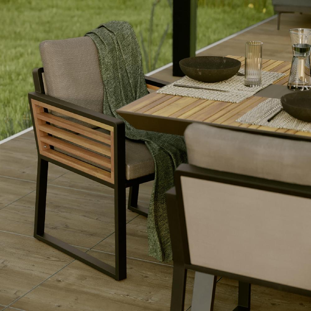 Mesa de jardín NATERIAL Ionis de aluminio/madera 200x75x100 cm