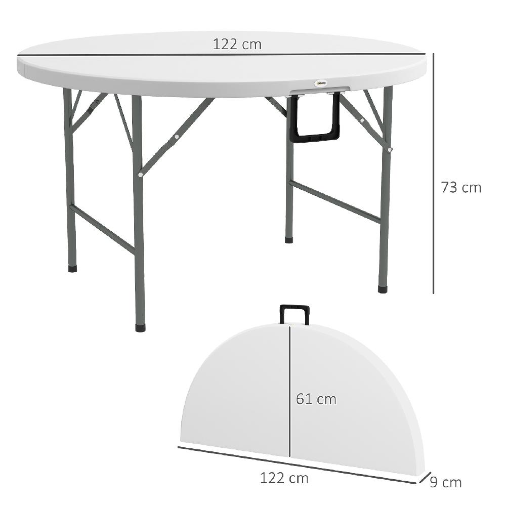 Mesa De Jardín Outsunny Acero HDPE Blanco 122x122x73 Cm 84G-288V00WT