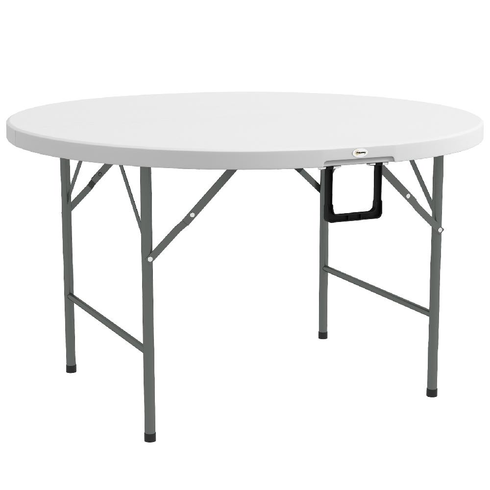 Mesa de Jardín Outsunny Acero HDPE Blanco 122x122x73 cm 84G-288V00WT