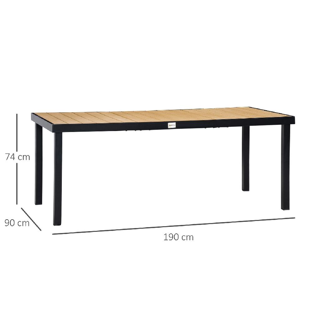 Mesa De Jardín OUTSUNNY Aluminio Y Compuestos De Madera Y Plástico Madera Natural 190x90x74 Cm 84B-915ND