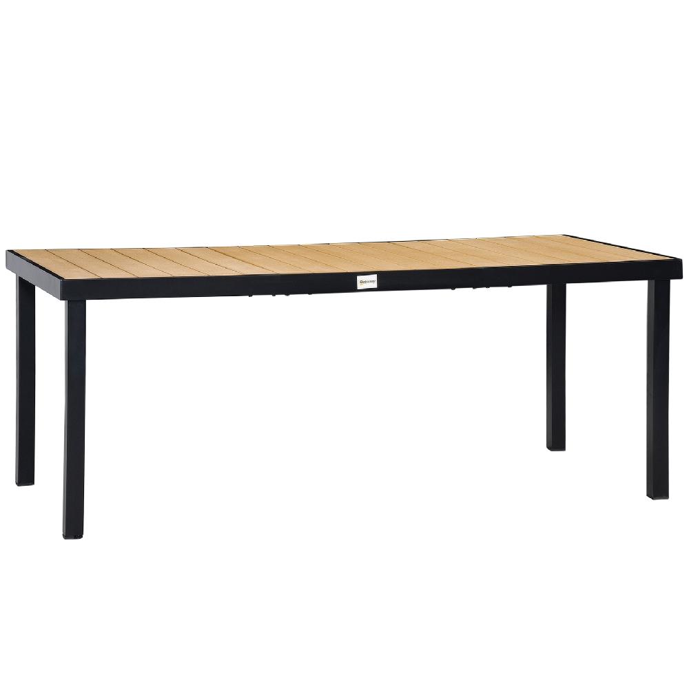 Mesa de Jardín OUTSUNNY Aluminio y Compuestos de Madera y Plástico Madera Natural 190x90x74 cm 84B-915ND