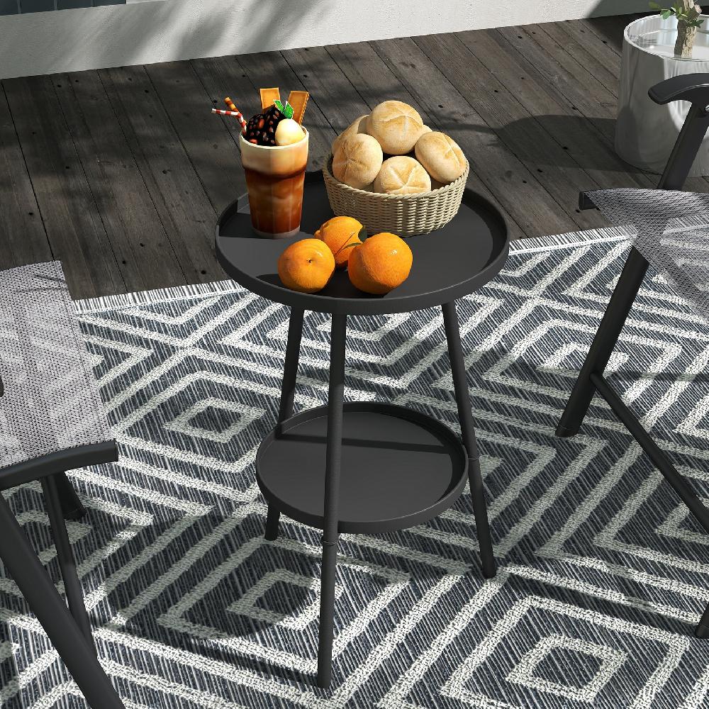 Mesa De Jardín Outsunny Metal Negro 32x32x51 Cm 84G-573V00BK