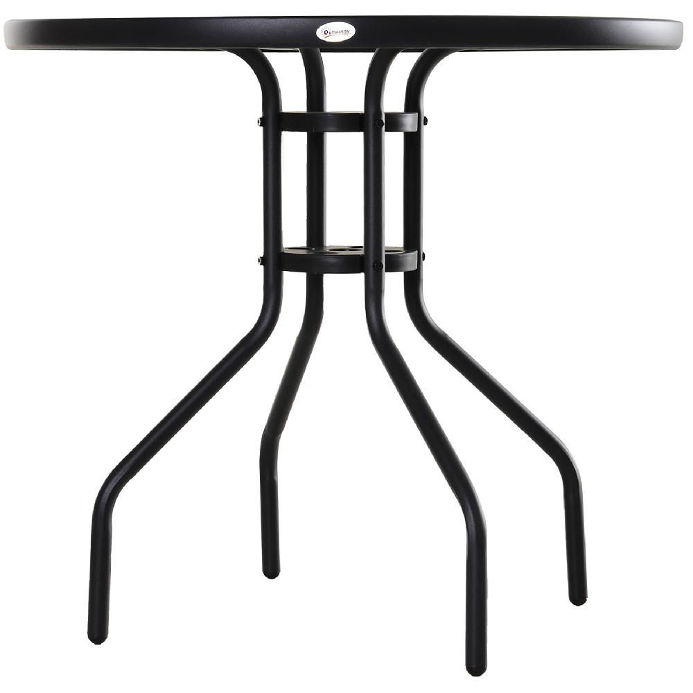Mesa De Jardín Outsunny Metal Negro 80x80x72 Cm 84B-308