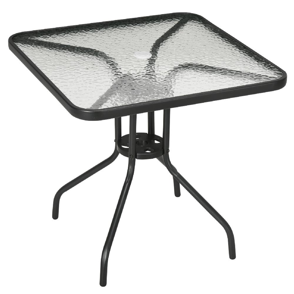 Mesa de Jardín Outsunny Metal Vidrio Templado Negro 76x76x72 cm 84B-661