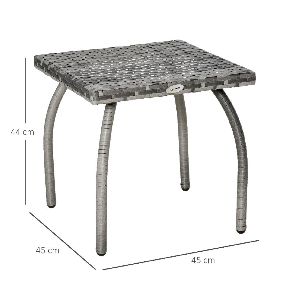Mesa De Jardín OUTSUNNY PE Metal Gris 45x45x44 Cm 867-084V01GY