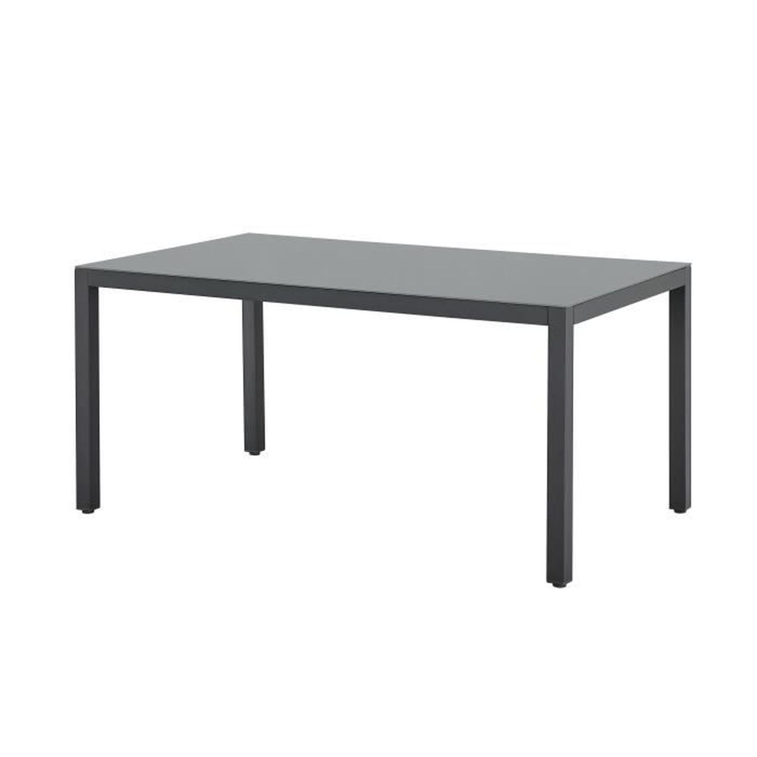 Mesa De Jardín Para 6 Personas Estructura De Aluminio Tapa De Cristal Templado Fijada Con Ventosas 160 X 72 X 90 Cm