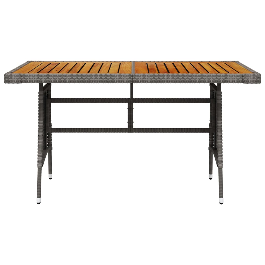 Mesa De Jardín Ratán PE Y Acacia Maciza Gris 130x70x72 Cm
