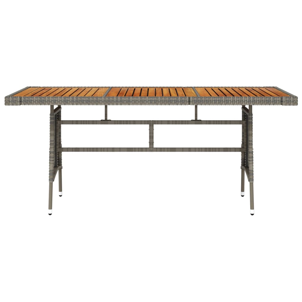 Mesa De Jardín Ratán PE Y Acacia Maciza Gris 160x70x72 Cm