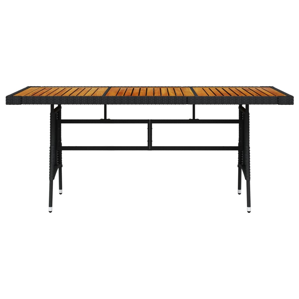 Mesa De Jardín Ratán PE Y Acacia Maciza Negro 160x70x72 Cm