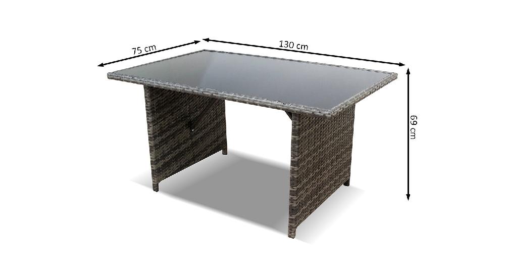 Mesa De Jardin Ratan PE Y Cristal Templado. Muebles De Jardin Y Terraza Gris