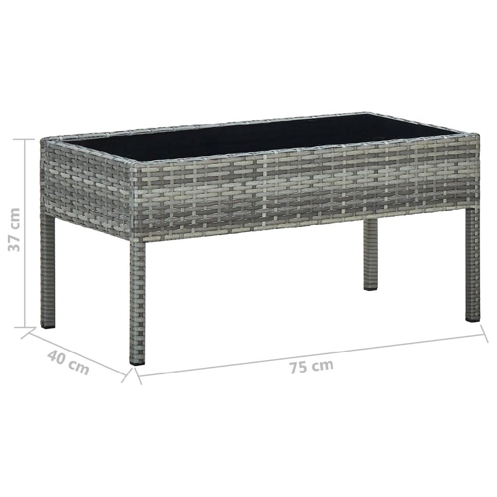 Mesa De Jardín Ratán Sintético Gris 75x40x37 Cm