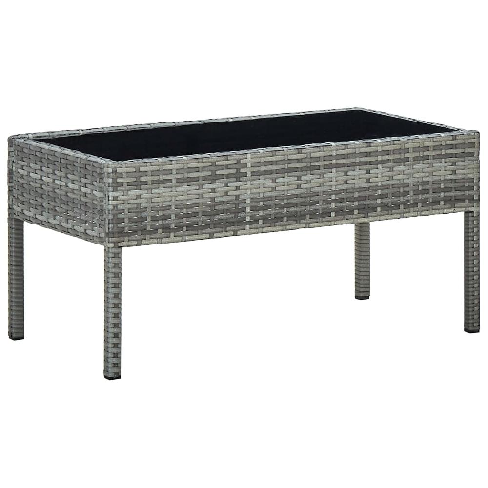 Mesa de jardín ratán sintético gris 75x40x37 cm