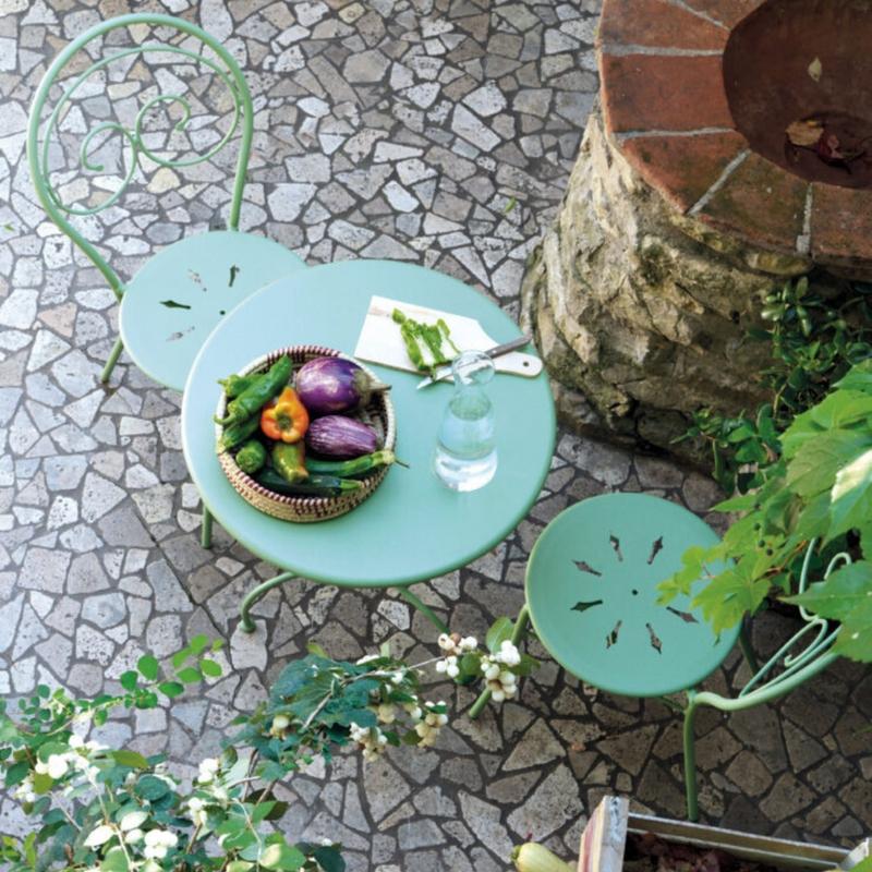 Mesa De Jardín Redonda De Metal "Rondò" 60x60 Cm 75h Verde Salvia