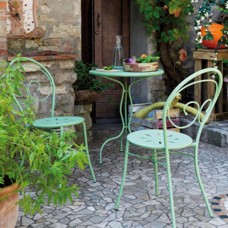 Mesa De Jardín Redonda De Metal "Rondò" 60x60 Cm 75h Verde Salvia