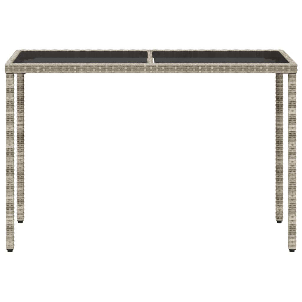 Mesa De Jardín Tapa De Cristal Gris Claro 115x54x74 Cm Ratán