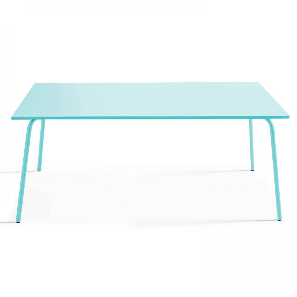 Mesa De Jardín Y 6 Sillas De Metal Turquesa Palavas - Oviala