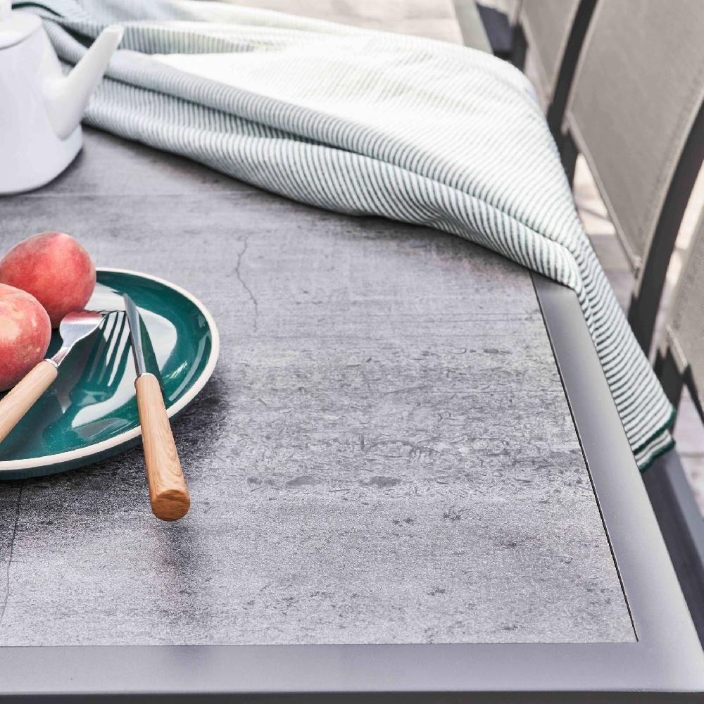 Mesa De Jardín Y Conjunto De 10 Sillas Con Efecto De Hormigón Tivoli - Oviala