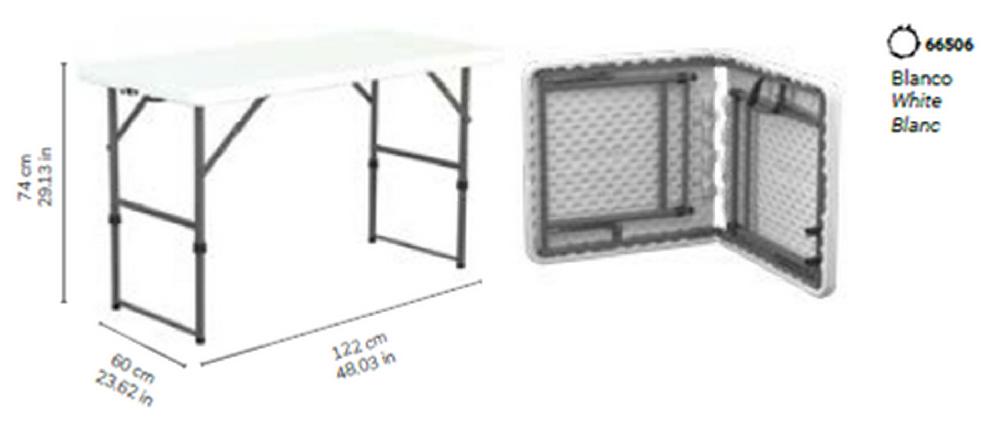 Mesa De Picnic De Acero Catering Easy Blanco De 122x74x60cm