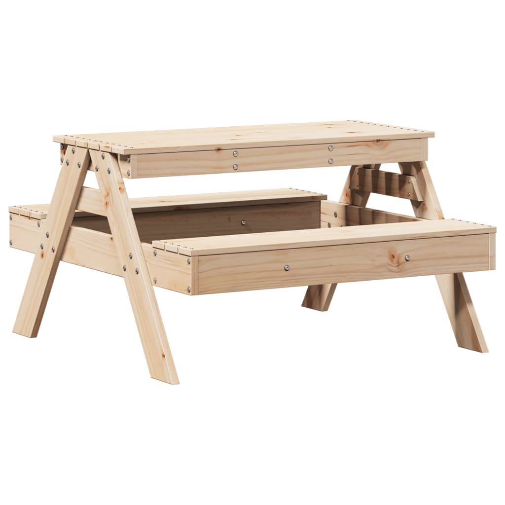 Mesa De Picnic Infantil 88x97x52cm Madera Maciza De Pino