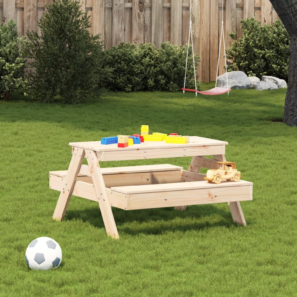 Mesa De Picnic Infantil 88x97x52cm Madera Maciza De Pino