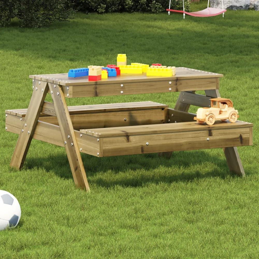 Mesa de picnic infantil de madera de pino impregnada