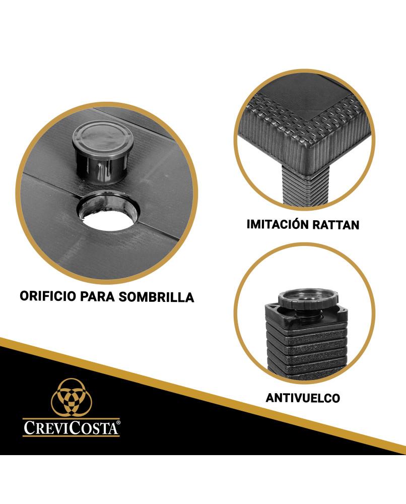 Mesa De Resina Cuadrada 80x80x73 5cm Caribe - Crevicosta. Antracita