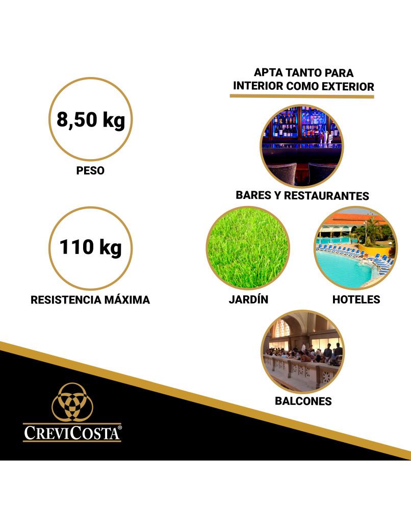 Mesa De Resina Cuadrada 80x80x73 5cm Caribe - Crevicosta. Antracita