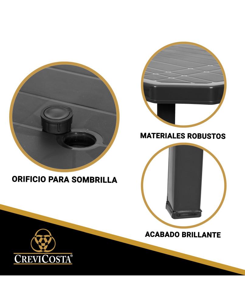 Mesa De Resina Rectangular 137x86x73cm Viana - CREVICOSTA. Antracita