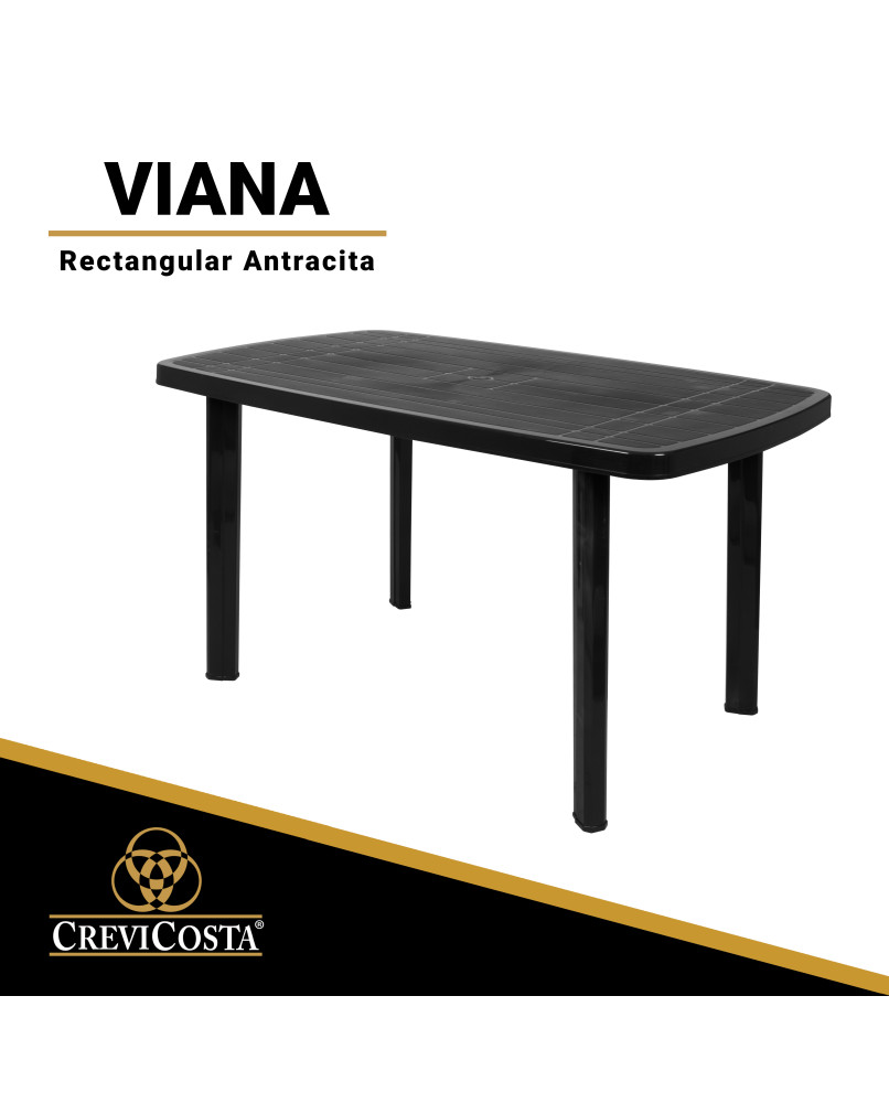 Mesa de Resina Rectangular 137x86x73cm Viana - CREVICOSTA. Antracita
