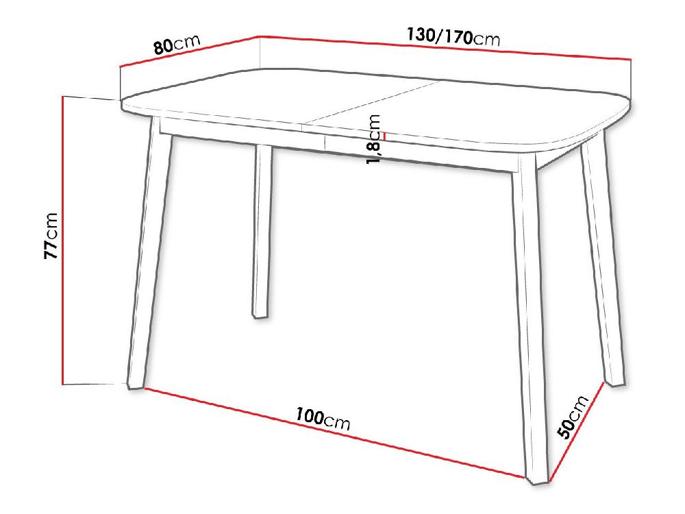 Mesa Edmond 110 Negro Mármol Gris 77x80x130cm Alargamiento Aglomerado Laminado Madera