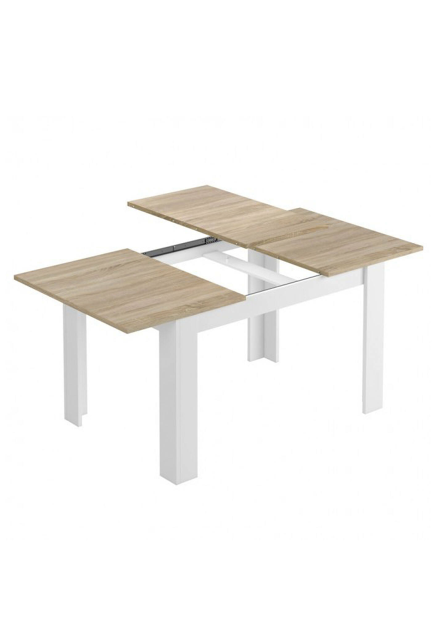 Mesa extensible Abudula Consola extensible para comedor Mesa de cocina abatible con extensión 140/190x90h78 cm Roble y Blanco