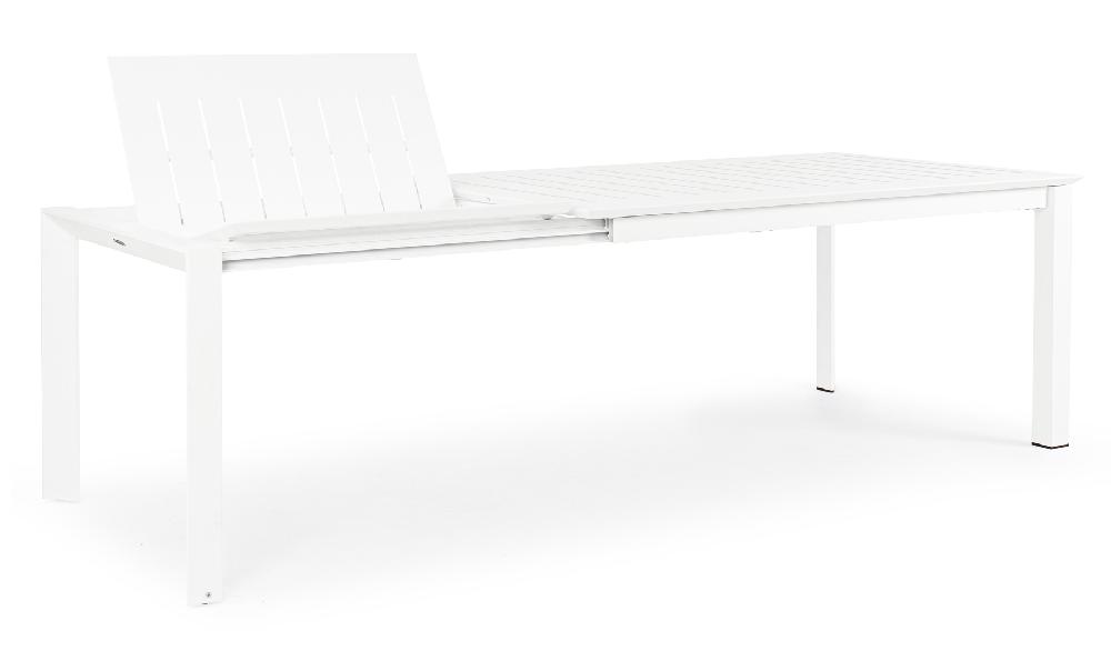 Mesa Extensible "KONNOR" 160-240x100 Blanca Tablero De Láminas De Aluminio Para Jardín Y Terraza