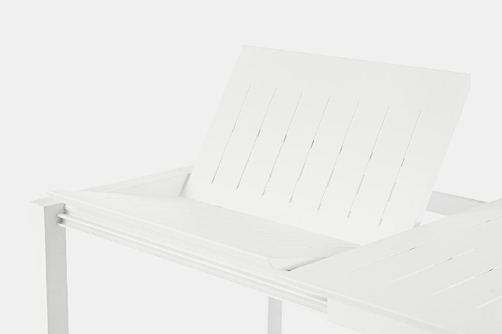 Mesa Extensible "KONNOR" 160-240x100 Blanca Tablero De Láminas De Aluminio Para Jardín Y Terraza
