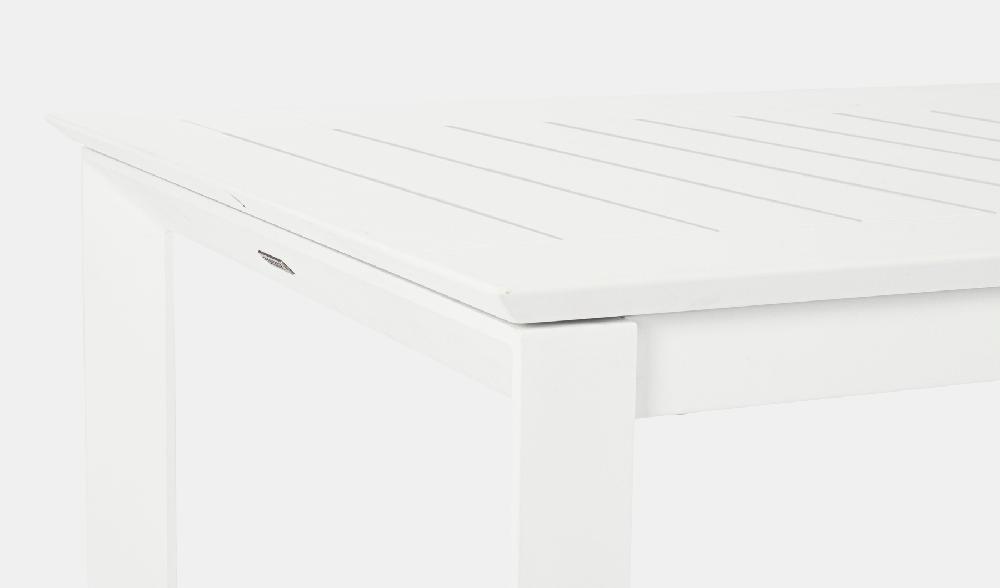 Mesa Extensible "KONNOR" 160-240x100 Blanca Tablero De Láminas De Aluminio Para Jardín Y Terraza