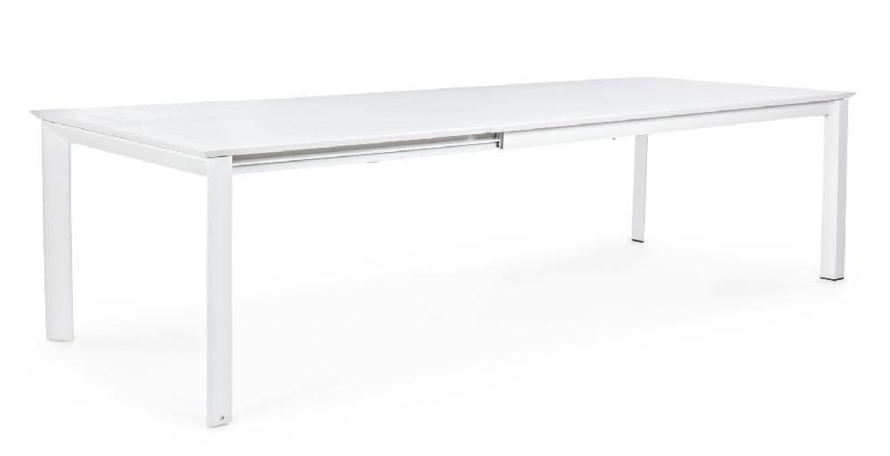Mesa extensible "KONNOR" en aluminio blanco 200-300x110 para jardín y terraza