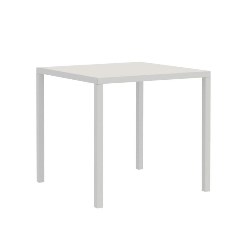 Mesa fija cuadrada de metal 8 piezas "Quatris" 70x70 cm 75h Blanco perla