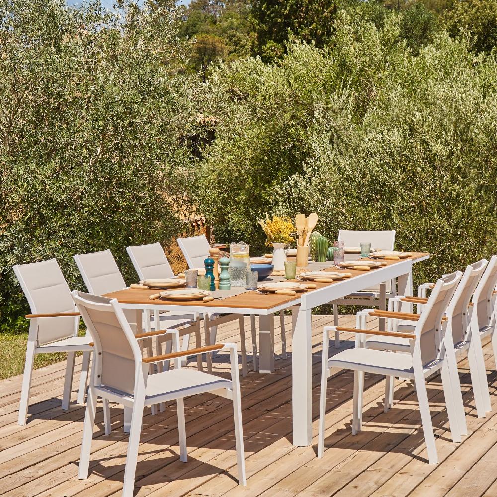 Mesa Jardín Extensible Aluminio Blanco 200/140x90 Cm Y Polywood - Osaka