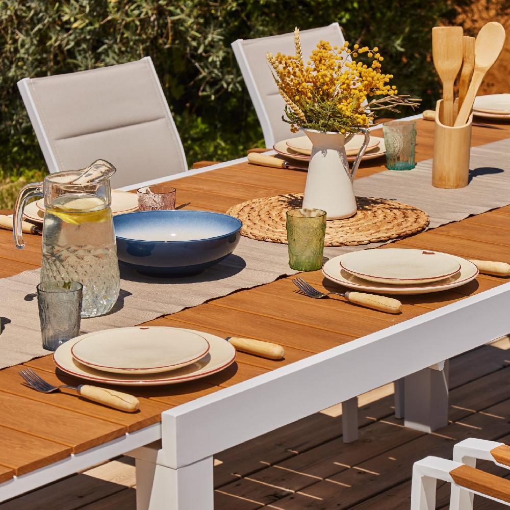 Mesa Jardín Extensible Aluminio Blanco 200/140x90 Cm Y Polywood - Osaka