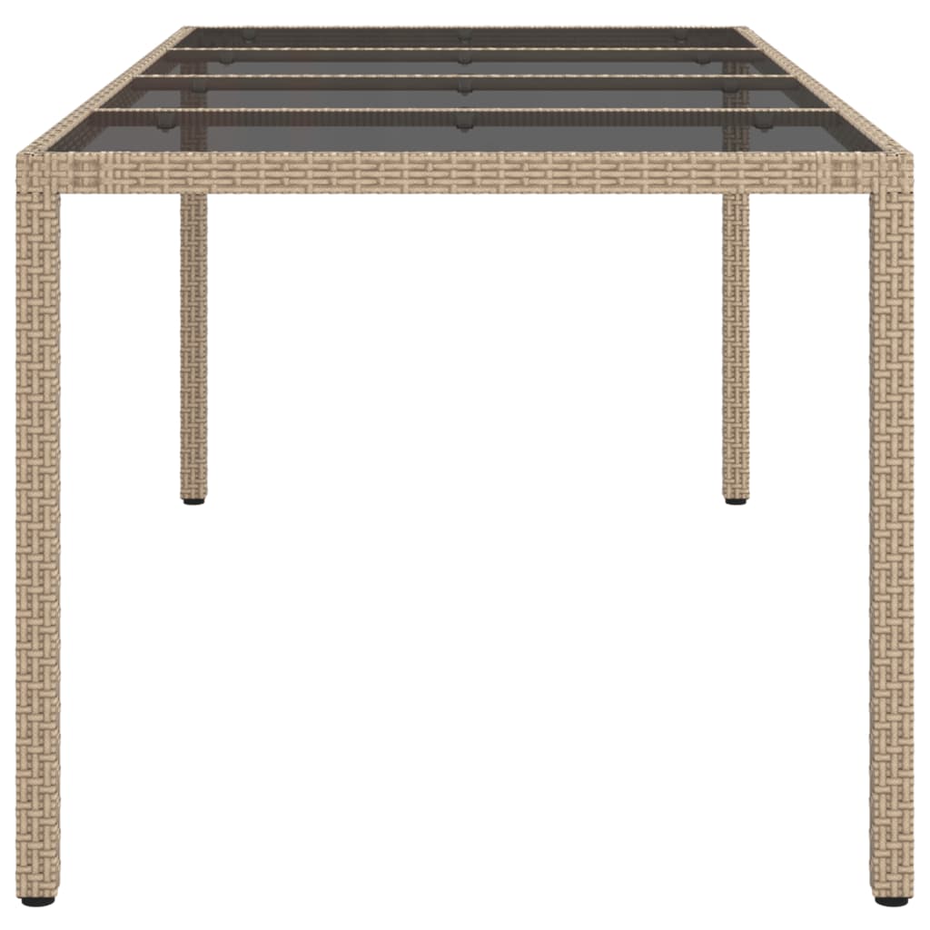 Mesa Jardín Vidrio Templado Ratán Sintético Beige 190x90x75 Cm