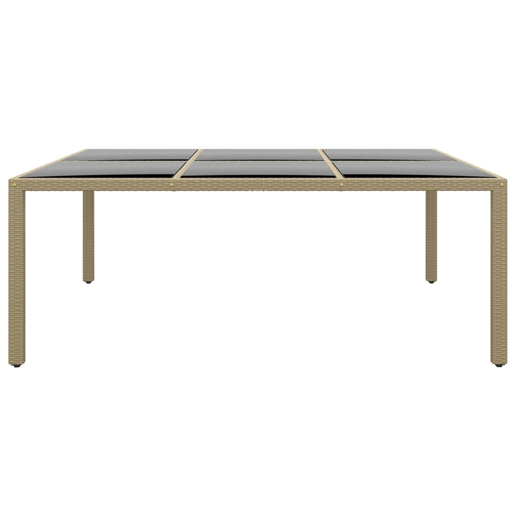 Mesa Jardín Vidrio Templado Ratán Sintético Beige 200x150x75 Cm